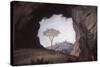 Landscape, Rock Arch Frames a Tree and City-Andrea Mantegna-Stretched Canvas
