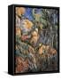 Landscape Rocks Above the Caves at Château Noir-Paul Cézanne-Framed Stretched Canvas