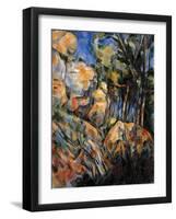 Landscape Rocks Above the Caves at Chateau Noir-Paul Cézanne-Framed Art Print