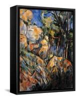Landscape Rocks Above the Caves at Chateau Noir-Paul Cézanne-Framed Stretched Canvas