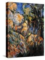 Landscape Rocks Above the Caves at Chateau Noir-Paul Cézanne-Stretched Canvas