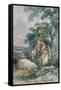 Landscape Sketch, with a Boy and Two Pigs-John Barker-Framed Stretched Canvas