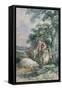 Landscape Sketch, with a Boy and Two Pigs-John Barker-Framed Stretched Canvas