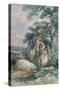 Landscape Sketch, with a Boy and Two Pigs-John Barker-Stretched Canvas