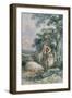 Landscape Sketch, with a Boy and Two Pigs-John Barker-Framed Giclee Print