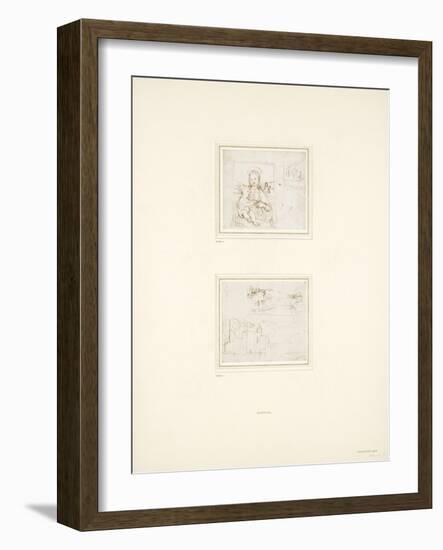 Landscape Sketch with a Brief Study of the Virgin Mary's Head Turned to Left-Raphael-Framed Giclee Print