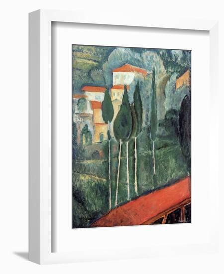 Landscape, South of France, 1919-Amedeo Modigliani-Framed Premium Giclee Print