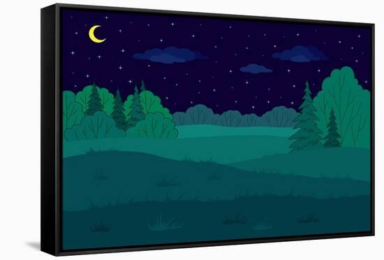 Landscape, Summer Forest Glade-Oksanaok-Framed Stretched Canvas