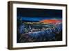 Landscape Sunset on Village in Winter-Pol Ledent-Framed Art Print