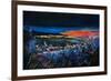 Landscape Sunset on Village in Winter-Pol Ledent-Framed Art Print