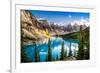 Landscape Sunset View of Morain Lake and Mountain Range-MartinM303-Framed Photographic Print