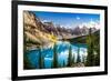 Landscape Sunset View of Morain Lake and Mountain Range-MartinM303-Framed Photographic Print