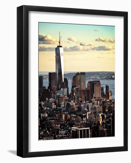 Landscape Sunset View, One World Trade Center, Manhattan, New York, United States, Color Sunset-Philippe Hugonnard-Framed Photographic Print