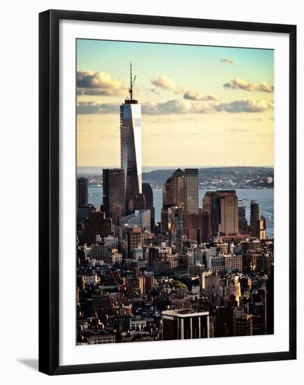 Landscape Sunset View, One World Trade Center, Manhattan, New York, United States, Color Sunset-Philippe Hugonnard-Framed Premium Photographic Print