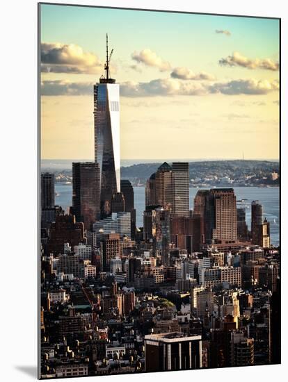 Landscape Sunset View, One World Trade Center, Manhattan, New York, United States, Color Sunset-Philippe Hugonnard-Mounted Premium Photographic Print