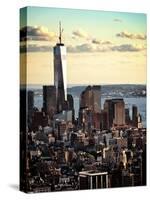 Landscape Sunset View, One World Trade Center, Manhattan, New York, United States, Color Sunset-Philippe Hugonnard-Stretched Canvas