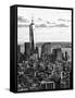 Landscape Sunset View, One World Trade Center, Manhattan, New York, US, Black and White Photography-Philippe Hugonnard-Framed Stretched Canvas