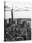 Landscape Sunset View, One World Trade Center, Manhattan, New York, US, Black and White Photography-Philippe Hugonnard-Stretched Canvas