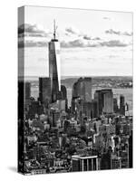 Landscape Sunset View, One World Trade Center, Manhattan, New York, US, Black and White Photography-Philippe Hugonnard-Stretched Canvas