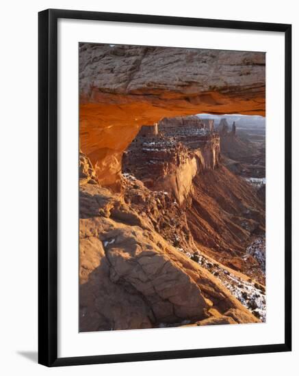 Landscape Through Mesa Arch at Sunrise, Canyonlands National Park, Moab, Utah, USA-Walter Bibikow-Framed Photographic Print