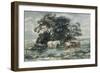 Landscape, Two Cows and a Horse Standing in Water, (Sketch)-John Barker-Framed Giclee Print