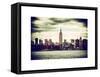 Landscape View Manhattan with the Empire State Building at Sunset - New York-Philippe Hugonnard-Framed Stretched Canvas