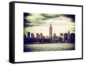 Landscape View Manhattan with the Empire State Building at Sunset - New York-Philippe Hugonnard-Framed Stretched Canvas