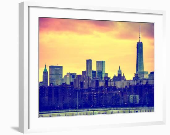 Landscape View Manhattan with the One World Trade Center (1WTC) at Sunset - NYC-Philippe Hugonnard-Framed Photographic Print