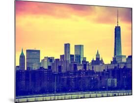 Landscape View Manhattan with the One World Trade Center (1WTC) at Sunset - NYC-Philippe Hugonnard-Mounted Photographic Print