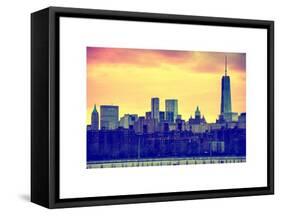 Landscape View Manhattan with the One World Trade Center (1WTC) at Sunset - NYC-Philippe Hugonnard-Framed Stretched Canvas