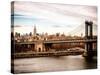 Landscape View of Midtown NY with Manhattan Bridge and the Empire State Building-Philippe Hugonnard-Stretched Canvas