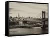 Landscape View of Midtown NY with Manhattan Bridge and the Empire State Building-Philippe Hugonnard-Framed Stretched Canvas