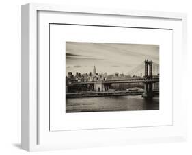 Landscape View of Midtown NY with Manhattan Bridge and the Empire State Building-Philippe Hugonnard-Framed Art Print