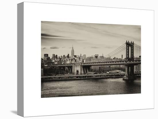 Landscape View of Midtown NY with Manhattan Bridge and the Empire State Building-Philippe Hugonnard-Stretched Canvas