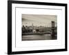 Landscape View of Midtown NY with Manhattan Bridge and the Empire State Building-Philippe Hugonnard-Framed Art Print