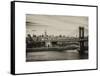 Landscape View of Midtown NY with Manhattan Bridge and the Empire State Building-Philippe Hugonnard-Framed Stretched Canvas