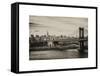 Landscape View of Midtown NY with Manhattan Bridge and the Empire State Building-Philippe Hugonnard-Framed Stretched Canvas