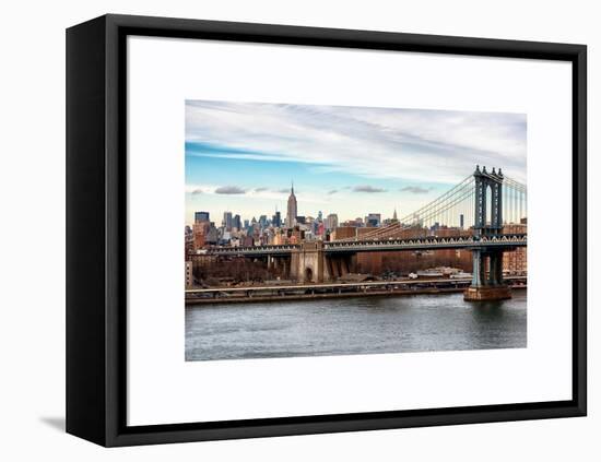 Landscape View of Midtown NY with Manhattan Bridge and the Empire State Building-Philippe Hugonnard-Framed Stretched Canvas