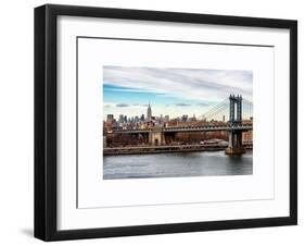 Landscape View of Midtown NY with Manhattan Bridge and the Empire State Building-Philippe Hugonnard-Framed Art Print