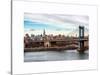 Landscape View of Midtown NY with Manhattan Bridge and the Empire State Building-Philippe Hugonnard-Stretched Canvas