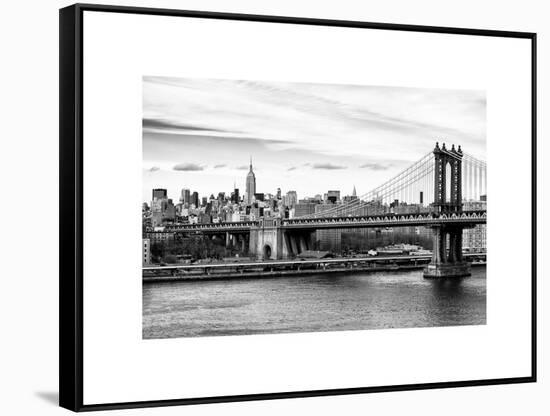 Landscape View of Midtown NY with Manhattan Bridge and the Empire State Building-Philippe Hugonnard-Framed Stretched Canvas