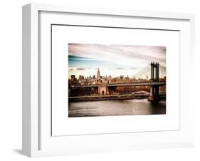 Landscape View of Midtown NY with Manhattan Bridge and the Empire State Building-Philippe Hugonnard-Framed Art Print