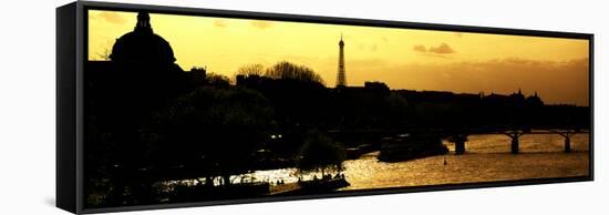 Landscape View of the River Seine and the Eiffel Tower at Sunset - Paris - France - Europe-Philippe Hugonnard-Framed Stretched Canvas