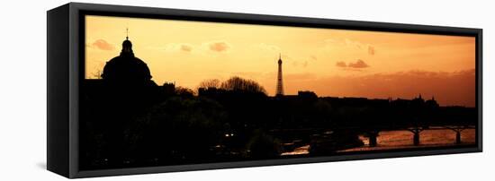 Landscape View of the River Seine and the Eiffel Tower at Sunset - Paris - France - Europe-Philippe Hugonnard-Framed Stretched Canvas