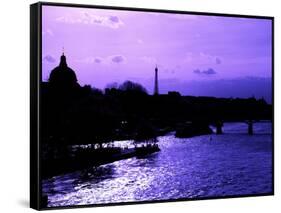 Landscape View of the River Seine and the Eiffel Tower at Sunset - Paris - France - Europe-Philippe Hugonnard-Framed Stretched Canvas