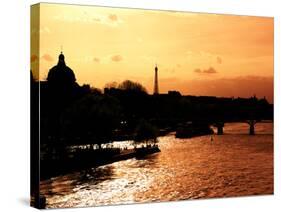 Landscape View of the River Seine and the Eiffel Tower at Sunset - Paris - France - Europe-Philippe Hugonnard-Stretched Canvas