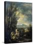 Landscape with a Carthusian Hermit, Perhaps Saint Bruno-Alessandro Magnasco-Stretched Canvas