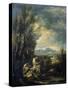 Landscape with a Carthusian Hermit, Perhaps Saint Bruno-Alessandro Magnasco-Stretched Canvas