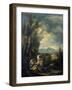 Landscape with a Carthusian Hermit, Perhaps Saint Bruno-Alessandro Magnasco-Framed Art Print