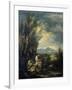 Landscape with a Carthusian Hermit, Perhaps Saint Bruno-Alessandro Magnasco-Framed Art Print